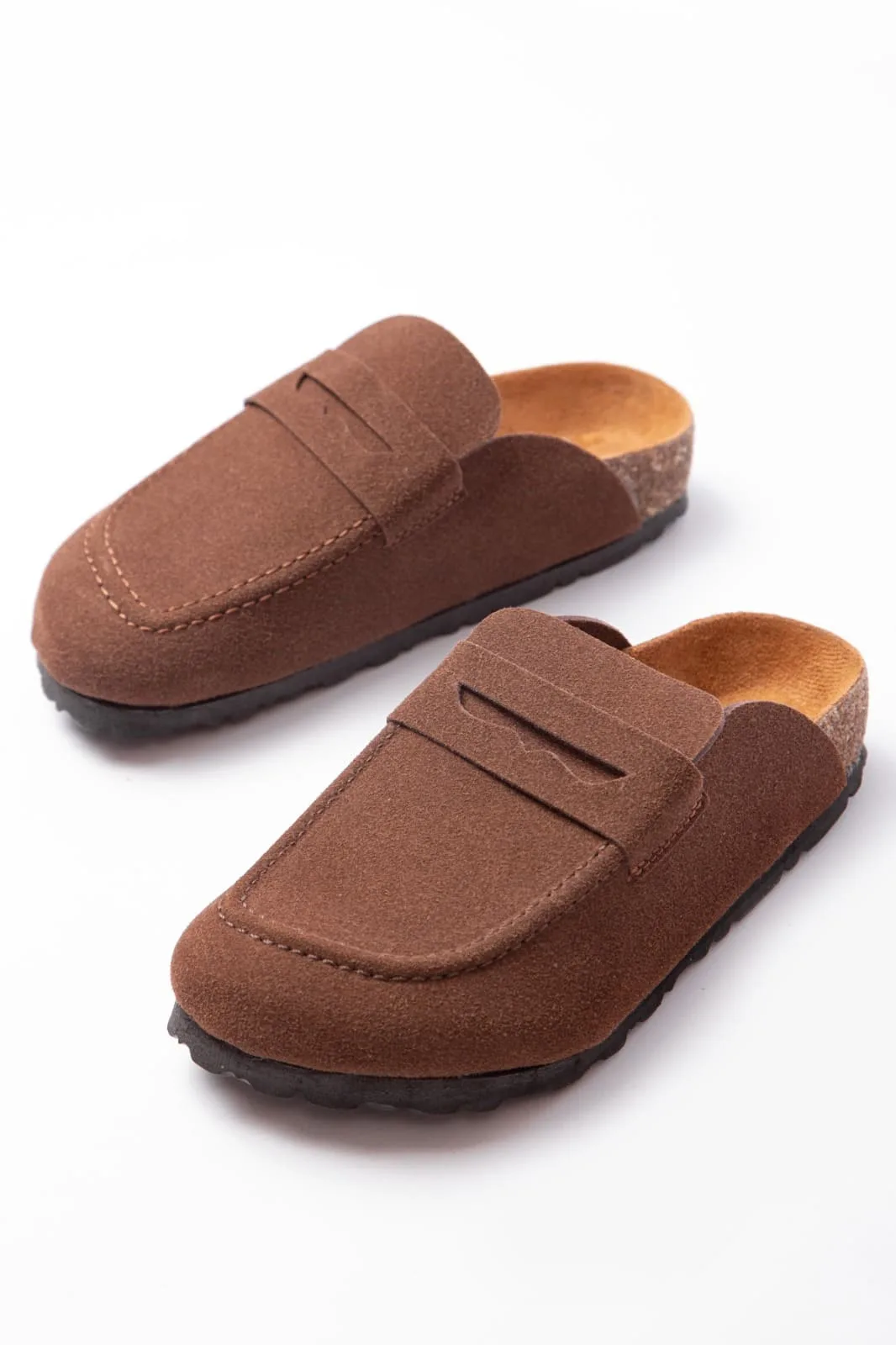 Joy Man JY0456 Rayn Bağcıksız Hakiki Süet Deri Erkek Mantar Taban Loafer Kahve