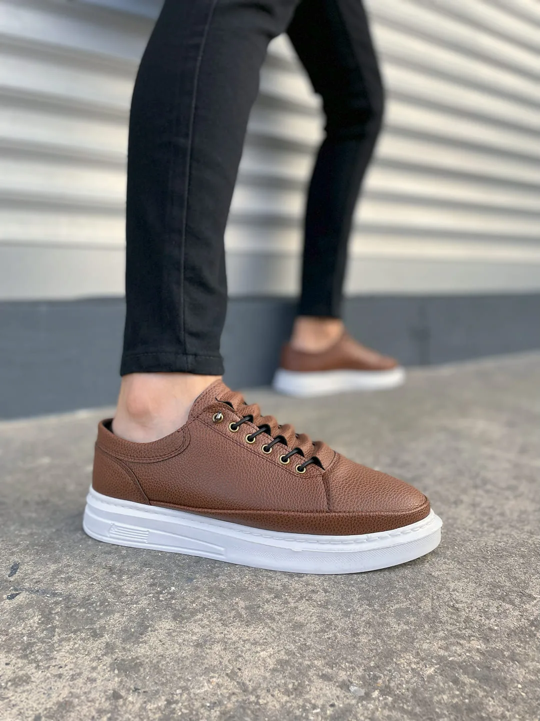 JY0535 Prime Bağcıklı Cilt Erkek Günlük Sneaker Ayakkabı Taba