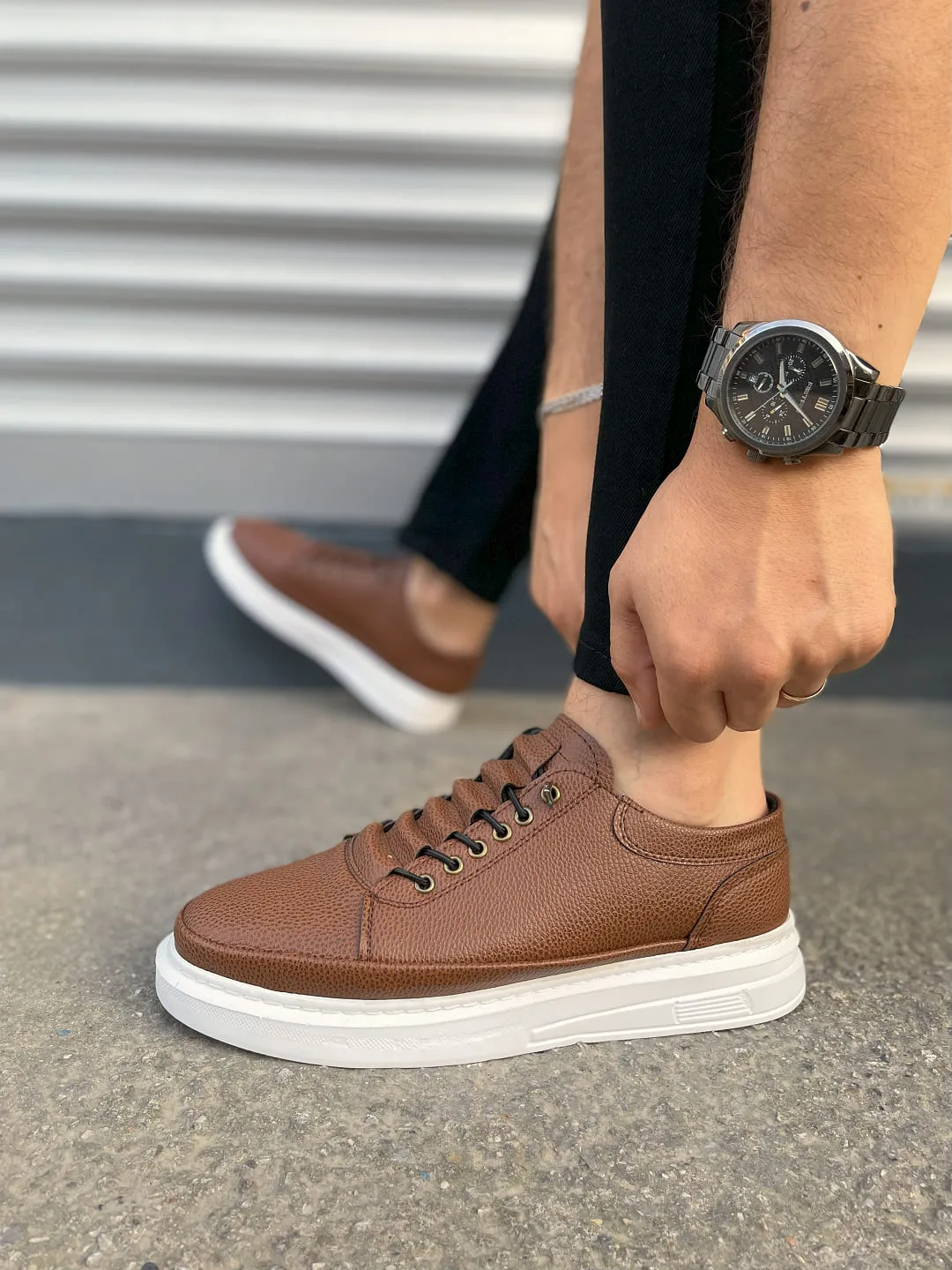 JY0535 Prime Bağcıklı Cilt Erkek Günlük Sneaker Ayakkabı Taba