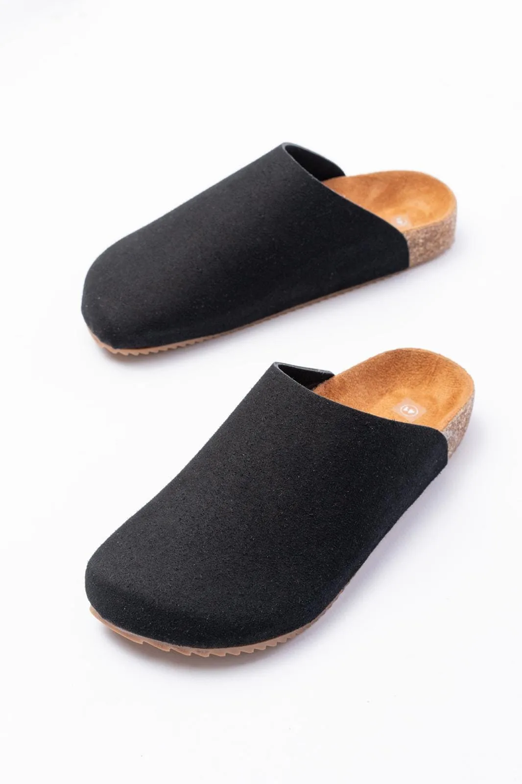 JY0556 Raven Bağcıksız Hakiki Süet Deri Erkek Günlük Mantar Taban Loafer Ayakkabı Siyah
