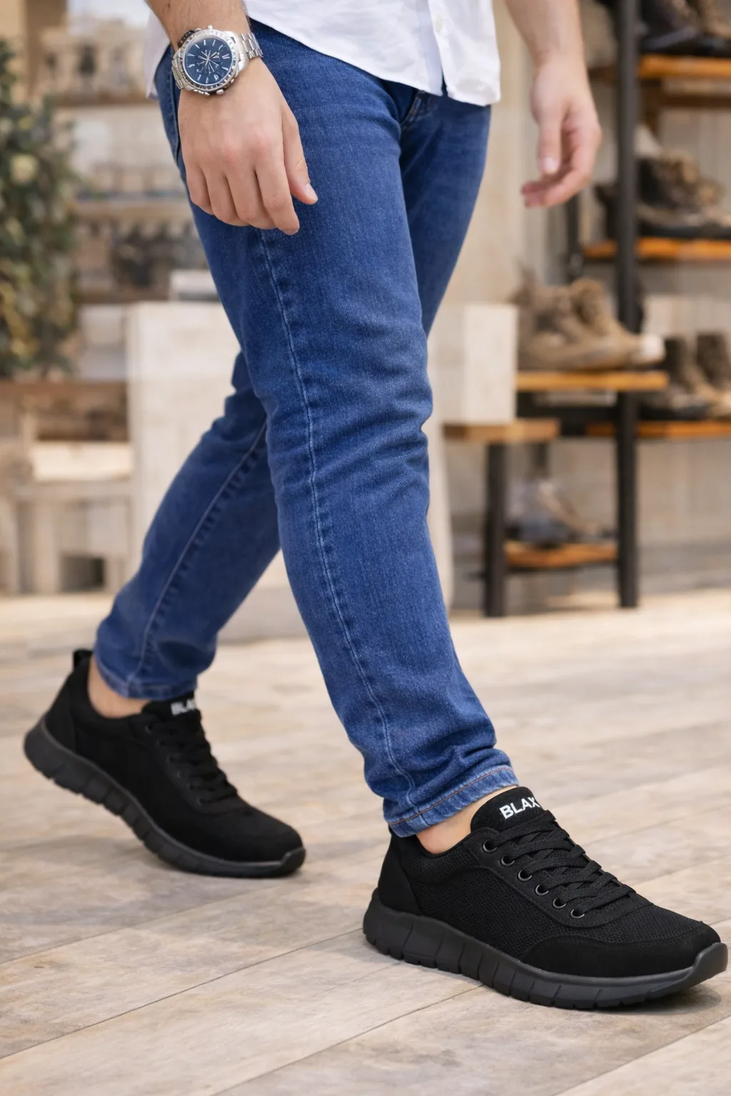 JY063 Rivo Erkek Günlük Bağcıklı Triko Süet Spor Sneaker Ayakkabı Siyah