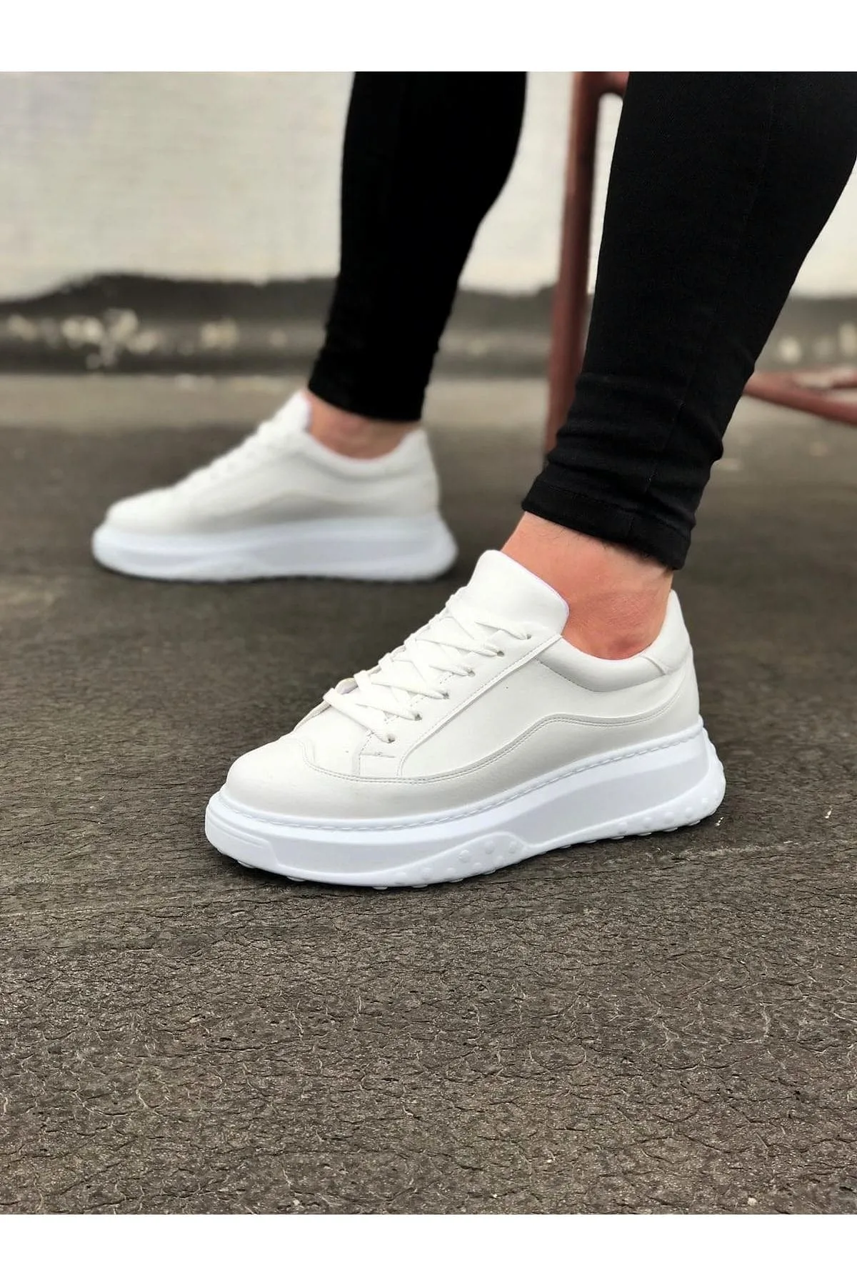 JY507 Alone Bağcıklı Cilt Erkek Günlük Sneaker Ayakkabı Beyaz