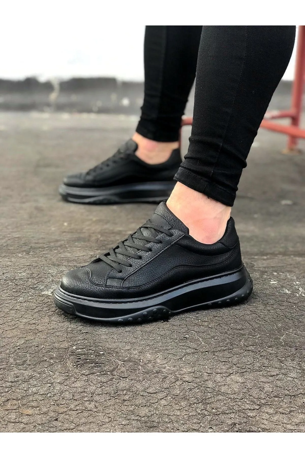Joy Man JY507 Alone Bağcıklı Cilt Erkek Günlük Sneaker Ayakkabı Siyah