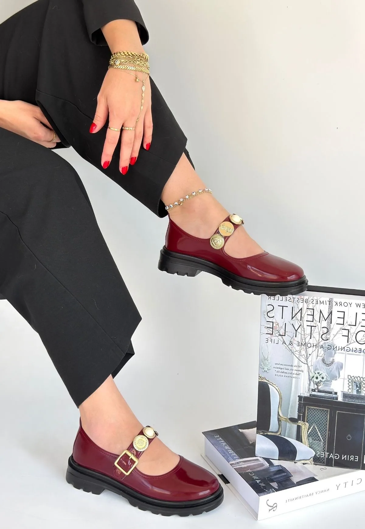 Okira Bordo Rugan Oxford Kadın Bağcıksız Babet Ayakkabı Erbilden