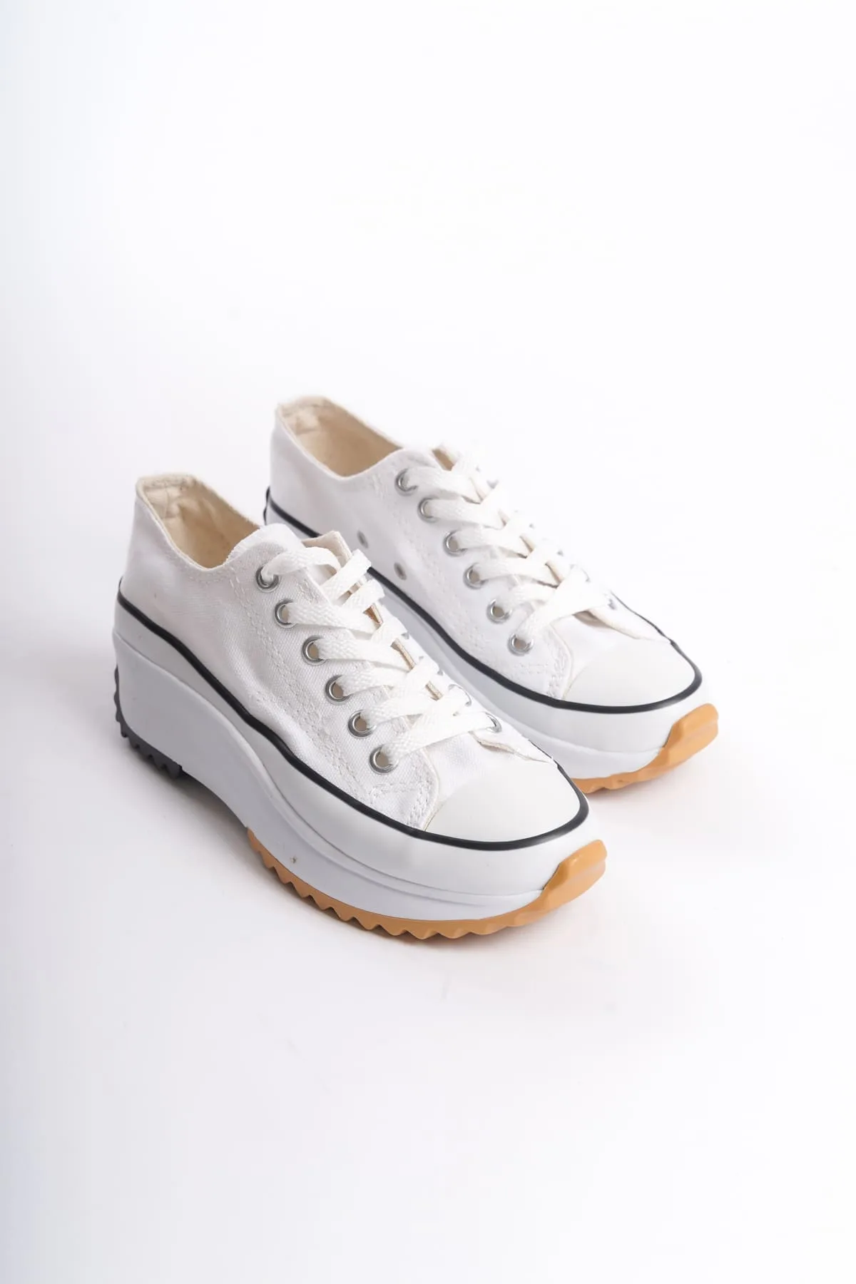 PARIS Beyaz Bağcıklı Ortopedik Taban Kadın Sneaker
