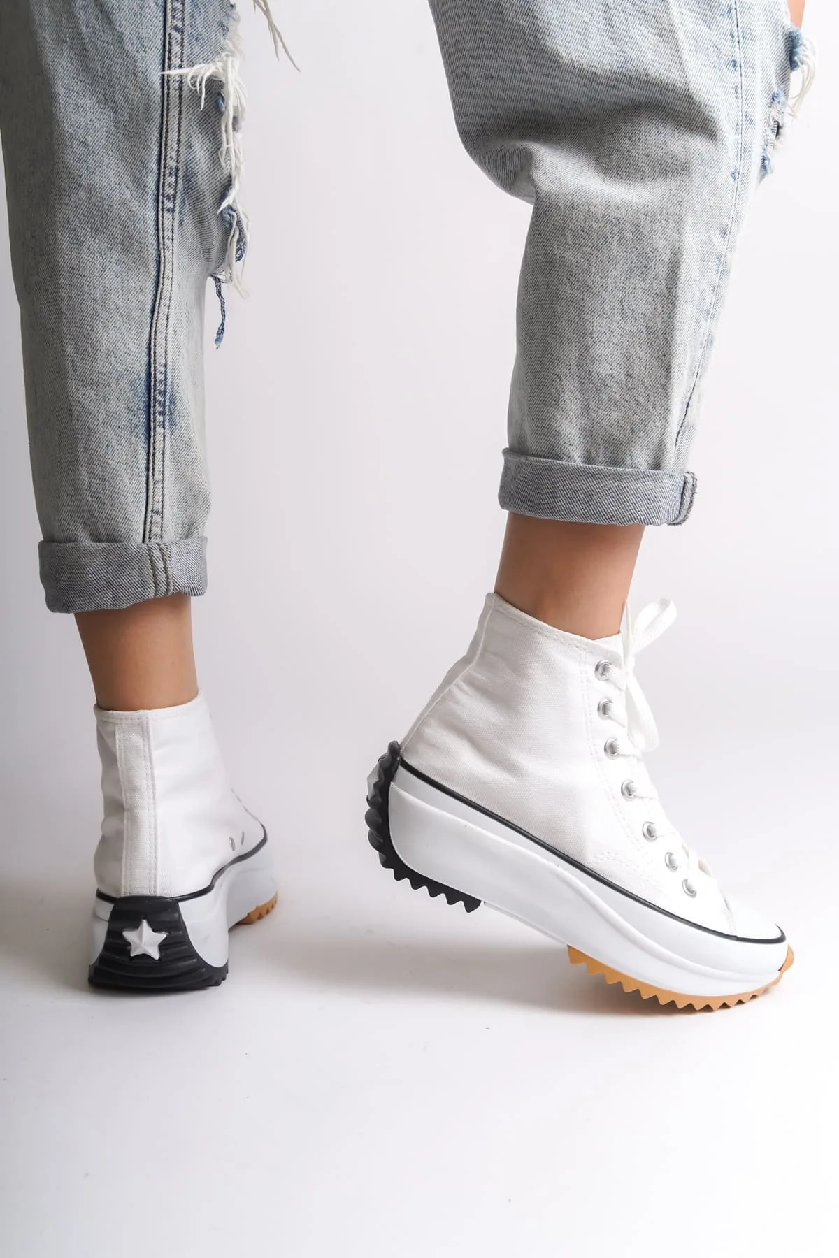 ROMA Bağcıklı Ortopedik Taban Kadın Sneaker - Beyaz